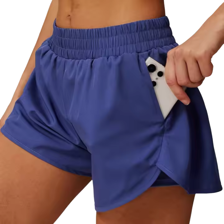 Pantalones cortos de yoga de secado rápido, pantalones cortos de entrenamiento para correr con levantamiento de cadera y cintura alta de doble capa - 1