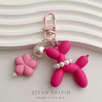 Llavero creativo con forma de globo de perro Kawaii, llavero con forma de perro de gelatina, llavero con forma de flor para cachorro, accesorio colgante - details 4