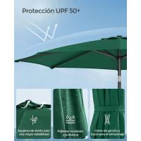 Sombrilla de Jardín 300 cm, UPF 50+, Parasol, 30 ° de Inclinación en dos Direcciones, con , para Patio, Terraza, , Piscina, sin Base, Beige GPU30BE - details 18