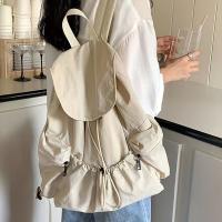 Mochila de moda para mujer, elegante cordón plisado, bolso de estudiante con solapa de gran capacidad, correas dobles - details 5