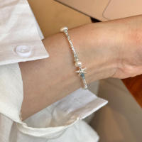 Pulseras de Estrella de Mar de 16 + 3,5 cm para Mujer, Plata de Ley 925, simplicidad, pulsera de Plata de Ley 925, Cuenta de Perla - details 2