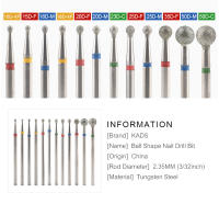 KADS Uñas drill brocas en forma de bola, herramientas de manicura de acero de tungsteno para limpieza de piel muerta, removedor de cutículas y pedicura, 2,35mm - details 1