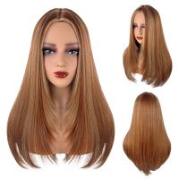 Entre las mujeres naturales de Europa y América hay pelucas de seda de alta temperatura y alta tinte, pelucas largas y rectas ligeramente rizadas y cubiertas para el cabello. - details 1