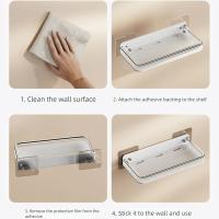 Estante de almacenamiento para baño sin perforaciones, estante cuadrado para champú montado en la pared, colgador de pared flotante sin taladro para almacenamiento de maquillaje - details 1