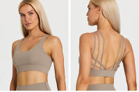 SHINBENE-Sujetador deportivo con tirantes para mujer, sostén deportivo con escote en V, espalda cruzada, acolchado, entrenamiento, Yoga - details 32