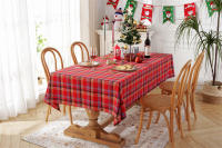Mantel de Mesa de Cuadros de Navidad Tejido de Poliéster y Algodón en Rojo y Verde para Hogar y Fiestas - details 15