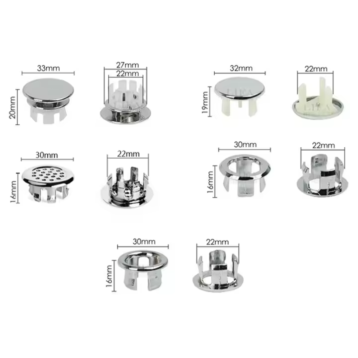 Tapa de drenaje de desbordamiento redondo, accesorio de repuesto para lavabo hueco, anillo de desbordamiento para cocina y baño - 1