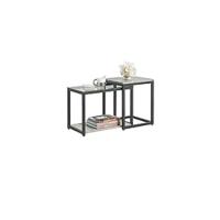 Conjunto de Mesa de Noche de Blanco Set de 2 Mesitas con Cajón y 2 Estanterías - details 25