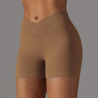 Pantalones cortos deportivos para mujer, pantalones cortos de yoga con gimnasio cruzado, entrenamiento, correr, cintura alta, levantamiento de cadera, sin costuras, Fiess - details 53