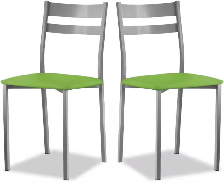 Dos Sillas de Cocina Respaldo Franjas Beige - 1