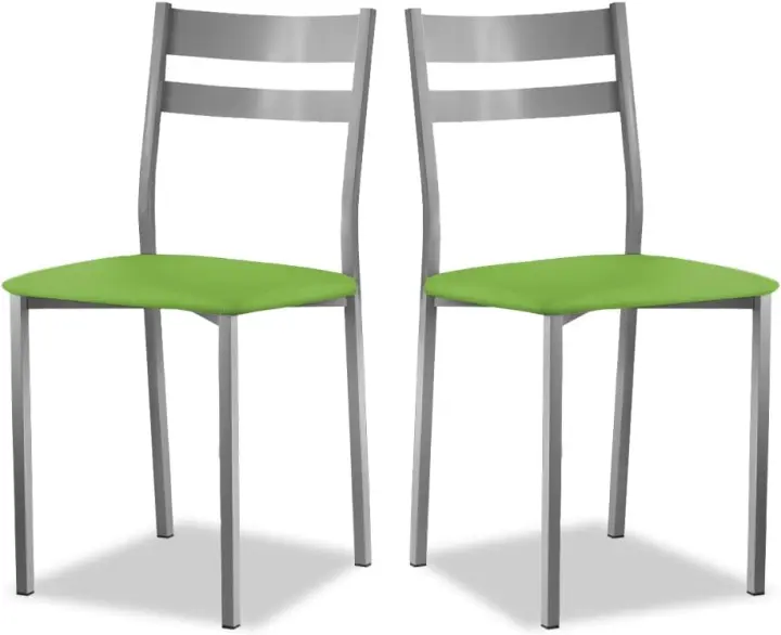Dos Sillas de Cocina Respaldo Franjas Beige - 1