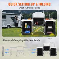 Mueble de Cocina Portátil para Acampar Aluminio Ajustable a Altura Estructura de Barbacoa Negro - details 4