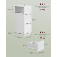 Noche Estrecha Mesa Auxiliar con 2 Cajones y Compartimento Abierto Blanco Nube LET656W01 - details 4