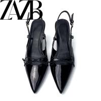Sandalias altas con cadena de metal de nuevo diseño, zapatos abiertos de cuero suave con tacones expuestos, punta cuadrada para mujer - details 4