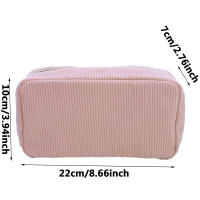 Bolso De Maquillaje Para Viaje Organizador De Cosméticos De Corduroy Para Mujeres Estuche De Belleza Portátil De Cierre De Cremallera - details 3