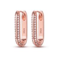 Pendientes redondos de circonio para mujer, colección de joyas geométricas, plata pura, oro rosa, accesorios de regalo - details 6