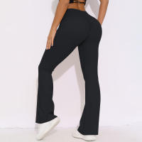 Mallas de Yoga a prueba de sentadillas para mujer, pantalones de Yoga de cintura alta, levantamiento de glúteos, pantalones de tiburón Micro acampanados, pantalones de Yoga ajustados de cintura alta - details 14