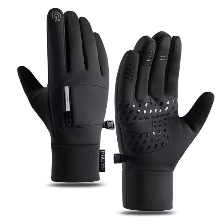 Guantes de motorista para hombre, polares de peluche resistentes a la abrasión, impermeables, para senderismo, 1 par - 1
