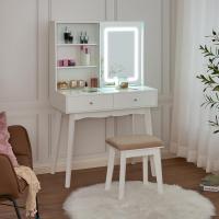 Espejo Deslizante, Pequeño Tocador Con Taburete 2 Cajones Blanco EFST15M - details 1
