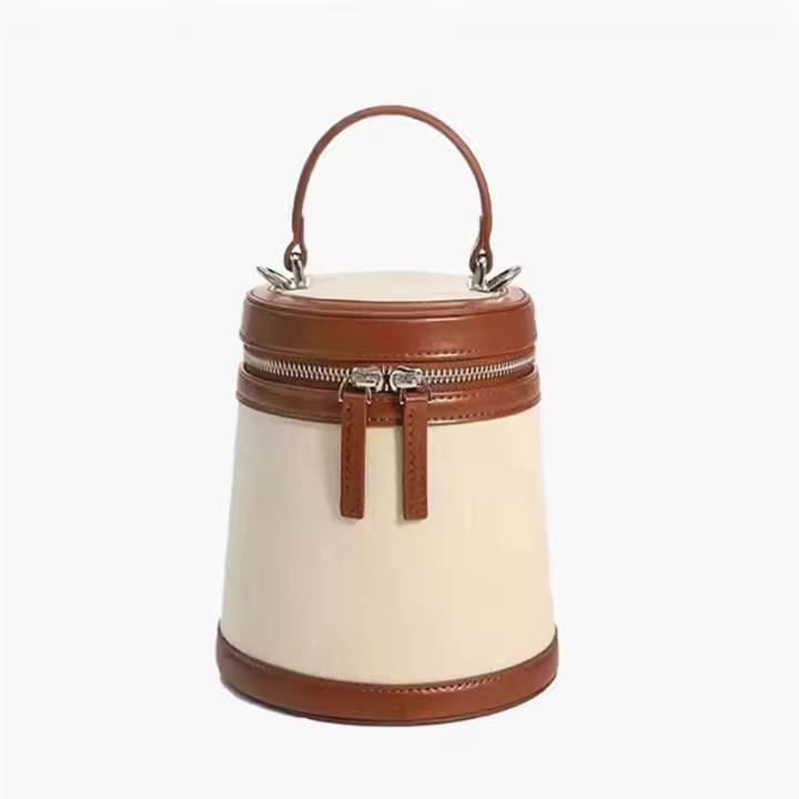 2024 Moda para mujer Primavera y verano Nuevo cilindro Color Forma de caja Solo hombro Bolso de lona oblicuo Mochila de lujo de alta gama - 1