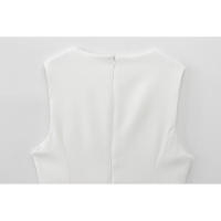 Elegante Vestido de Fiesta de Noche de Primavera BUNO Hembra Ancha Ondulada, Lazo, Color Sólido, Sin Mangas, Cuello Redondo - details 15