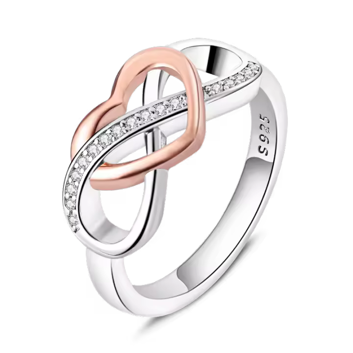 Anillo de Plata de Ley 925 para mujer, sortija romántica con nudo de corazón cruzado, rosa, ideal para boda, fiesta de citas, regalo de joyería - 1