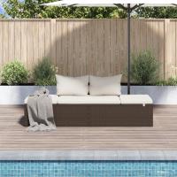 Sofá Jardín Ratán Sintético Acero Cojín Marrón Tumbona Ajustable Patio - details 3
