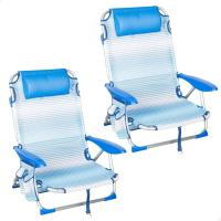 62262 - Pack de 2 sillas plegables multiposición para playa, jardín, terraza o camping beige, Medidas 64x11x64cm, 4 posiciones, con cojín en el cabecero, Incluye asa de transporte, Ibiza X2 - details 14