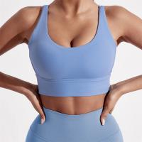 Sujetador deportivo de color sólido para mujer, top suave y ajustado, entrenamiento integral, trotar, gimnasio, yoga, ropa interior, espalda cruzada con almohadilla para el pecho - details 14