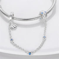Cuentas colgantes de plata de ley 925 con conchas de océano, cuentas de cadena de seguridad, pulsera Original para hacer joyas, regalo del Día de San Valentín - details 2