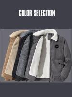 Chaqueta de algodón de línea de PANA con cremallera para hombre, cuello levantado, tendencia de negocios, ocio, a prueba de frío, engrosada, Color sólido, nueva - details 1