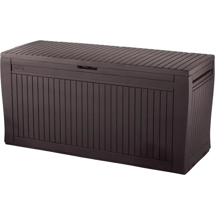 Arcón exterior Baúl de almacenamiento de resina en marrón 270L de capacidad - 1
