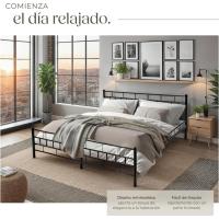 Cama de Boda de Acero Robusto Estructura de Acero con Somier de Láminas de Madera - details 5