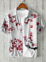 Nueva camisa de solapa de manga corta para hombre, Top informal de lino de playa hawaiano de un solo pecho para vacaciones - details 7