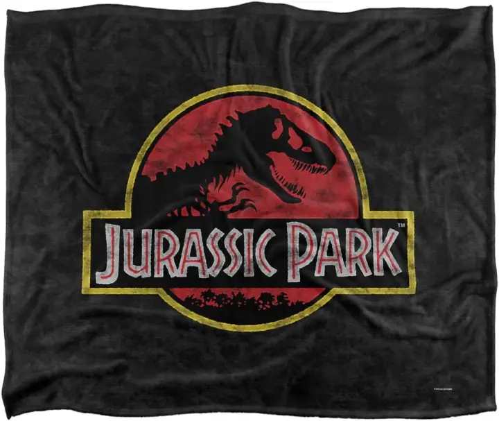 Manta de Jurassic Park con logotipo clásico, tacto sedoso con licencia, súper suave - 1