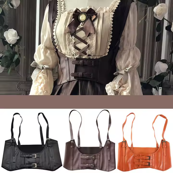 Cinturón de Cuero Vintage Steampunk Chaleco Corset Ancho Estilo Deportivo y al Aire Libre - 1