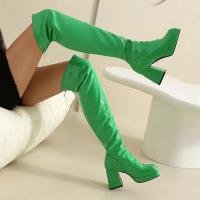 Botas hasta la rodilla de otoño e invierno, tacones súper altos, botas de cuero negro, actuación de pole dance, botas de mujer, cremallera lateral - details 18