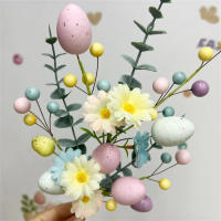 Decoración de Pascua, huevo Artificial, rama de flor de tulipán, margaritas falsas coloridas, ramos DIY para fiesta de Pascua, decoraciones de mesa para el hogar - details 4