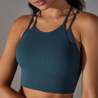 Hamidou-Sujetador de gimnasio Sexy para mujer, Top de hilo, informal, a rayas, sin costuras, de punto, a la moda - details 24