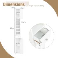 Armario de Baño Alto, Columna Auxiliar para Almacenamiento de Baño, con 2 Armarios y 1 Cajón, Organizador Armario Estrecho 20 x 20 x 180 cm, para Inodoro, Oficina - details 7