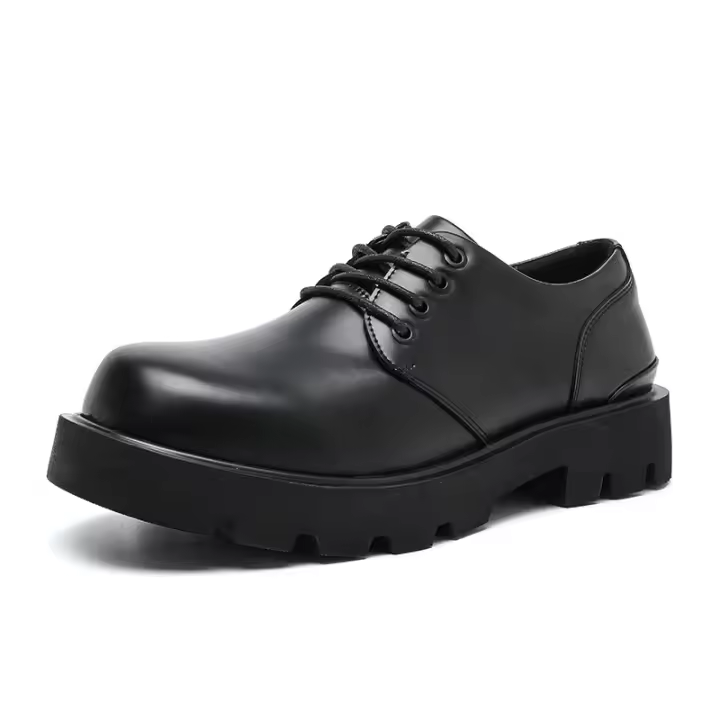 Zapatos casuales de cuero para hombre con punta redonda y talla grande, con aumento de 5,5 cm. - 1