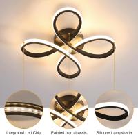 Goeco - Plafón LED de Aluminio para Techo 28W - 3000K Luz Cálida 220V - Diá 30CM - Lámpara de Techo Nórdica de Diseño Flor - Negro - Iluminación Interior para Sala de estar, Dormitorio, Comedor, Pasillo - details 1