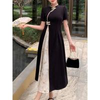 Vestido elegante de talla grande para mujer, nuevo estilo, Cheongsam mejorado, pintura de tinta Oriental, verano - details 30