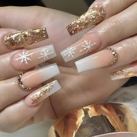 Uñas largas navideñas con diamantes de imitación, encantadoras, cómodas de llevar, manicura, uso diario y fiestas - details 4
