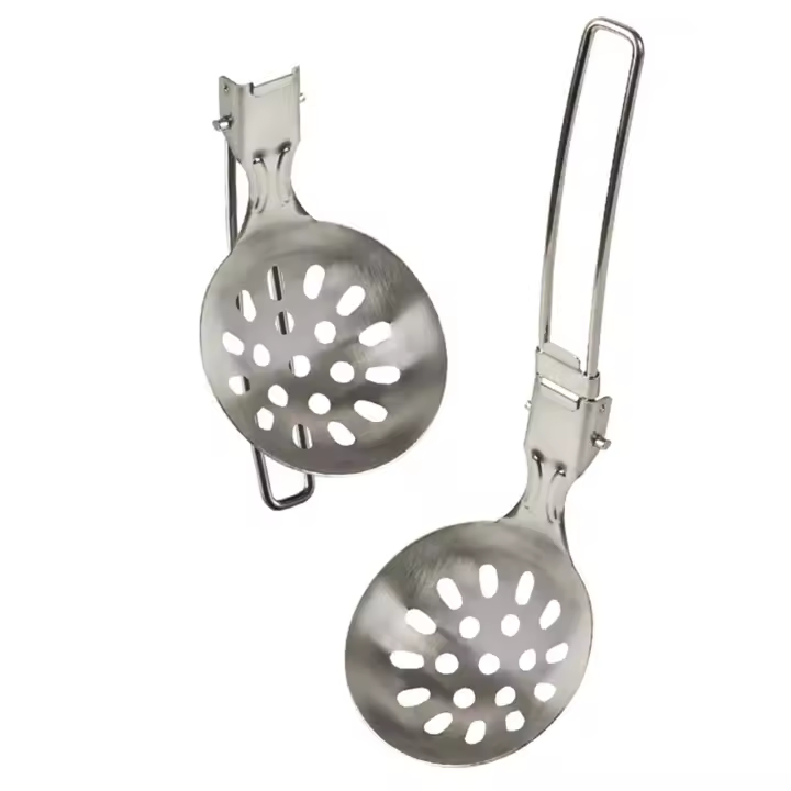 Cuchara plegable de acero inoxidable para exteriores, cucharón para sopa, utensilios de cocina para senderismo, mochilero, Viajes - 1