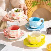 Taza de Cerámica Estilo Coreano Hecha a Mano 300ML Taza de Café Desayuno con Diseño de Flor Pintada a Mano Ideal para Desayuno, Leche de Mañana, Té de la Tarde - details 2