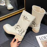 Botas de moda para mujer, zapatos de tacón bajo, informales, estilo callejero, martin - details 4