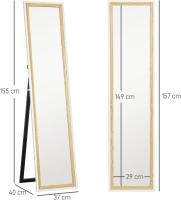 Cuerpo Entero 157x37 cm Espejo de Pie o de Pared con Marco de MDF y Soporte para Salón Dormitorio Roble - details 49