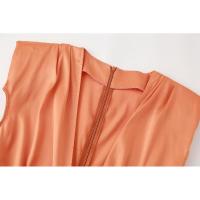BUNO-2025 Vestido midi sin mangas plisado con cuello en V de satén elegante para mujer. - details 13