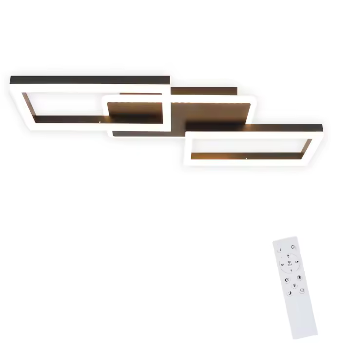 CBJKTX Luz de techo LED para sala de estar, lámpara regulable de 48W para sala de estar, lámpara de diseño moderno, color negro, con Control remoto, dormitorio, cocina - 1